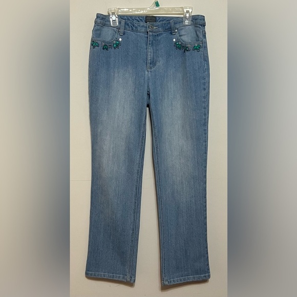 Additions by Chico’s embellished crop ankle denim jeans. Size 0.5 =6 - Picture 1 of 12
